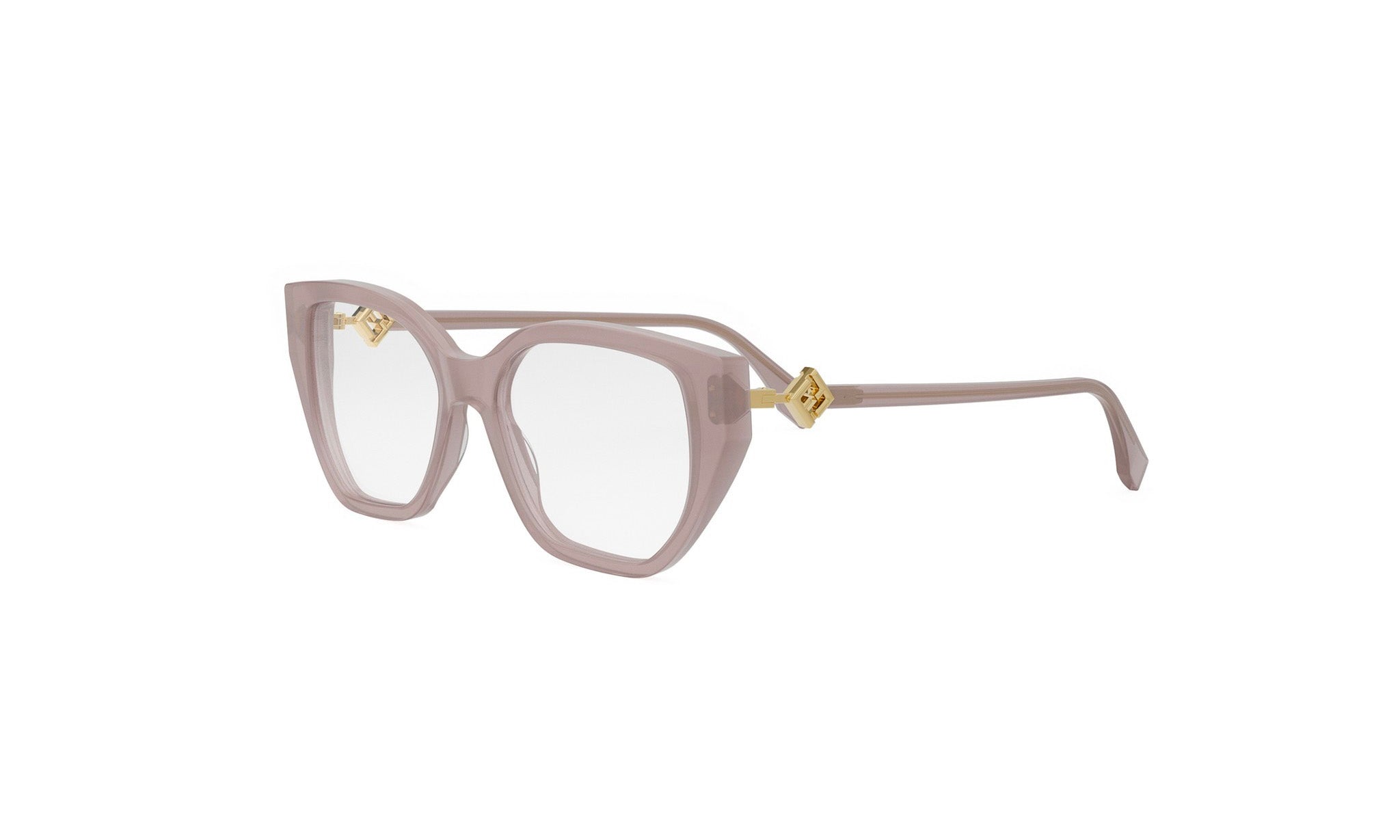A pair of stylish, beige-framed glasses with gold accents, showcasing a sophisticated and elegant design.