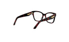 A pair of stylish, tortoiseshell-framed glasses with a dark red color and gold accents.