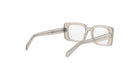 A pair of clear, square-framed glasses with a sleek, modern design.