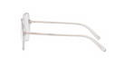 A pair of clear, white-framed glasses with a thin, elegant design.