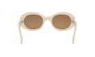 A pair of white, oval-shaped sunglasses with brown lenses.