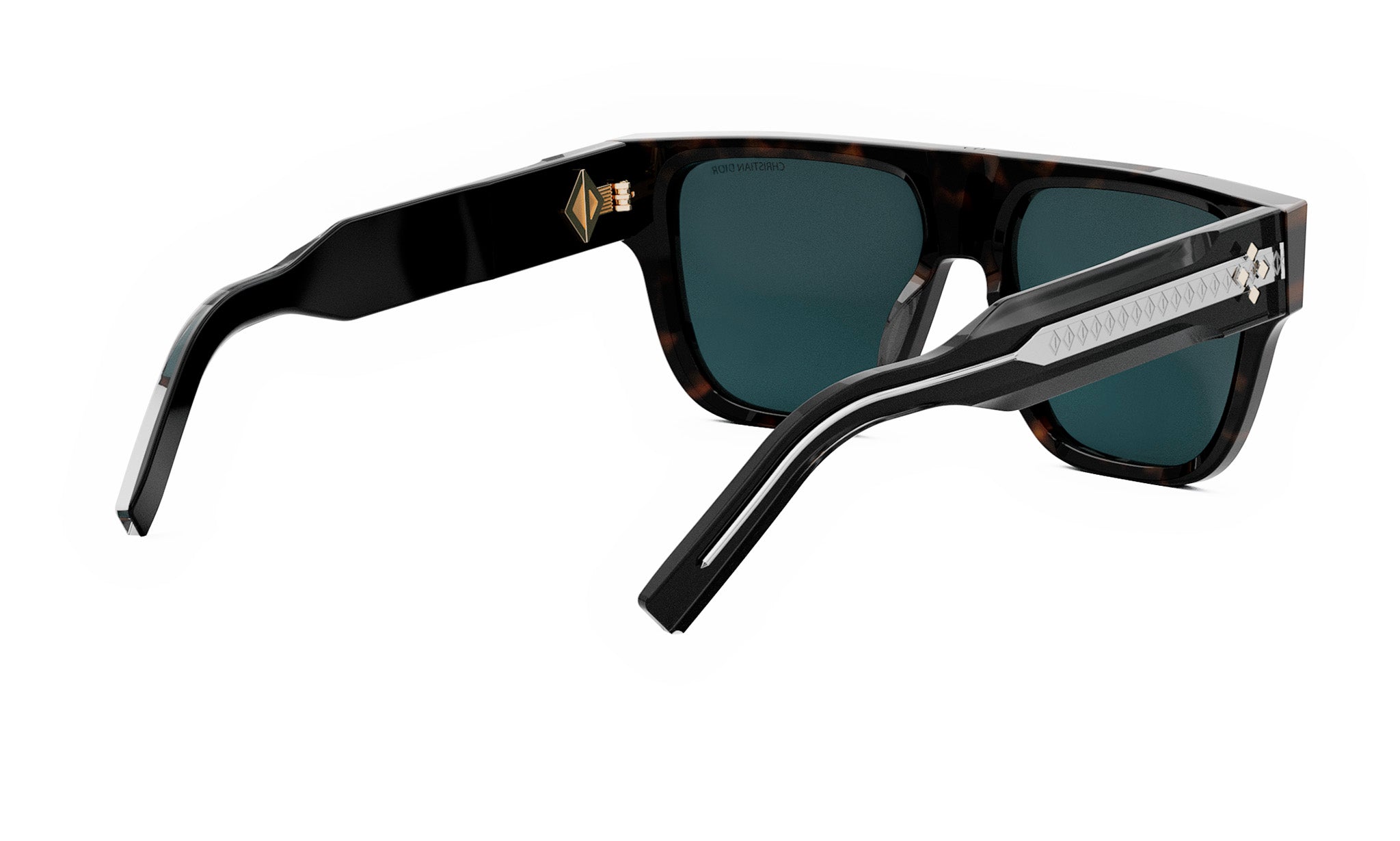 A pair of dark-framed sunglasses with a black frame and dark lenses.