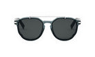 A pair of dark-framed sunglasses with a sleek, modern design.