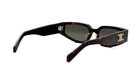 A pair of sunglasses with a dark frame and dark lenses.