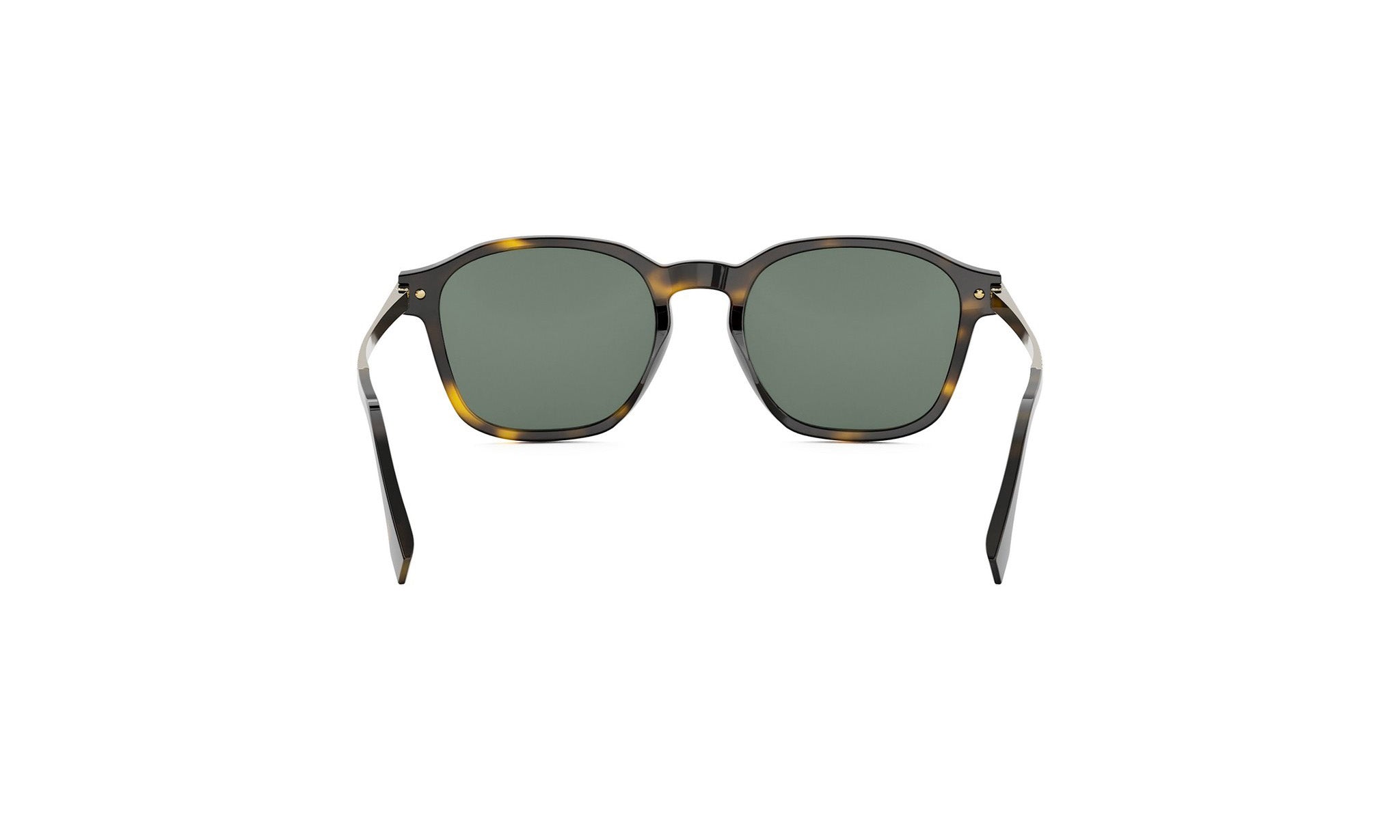 A pair of tortoiseshell sunglasses with dark green lenses.