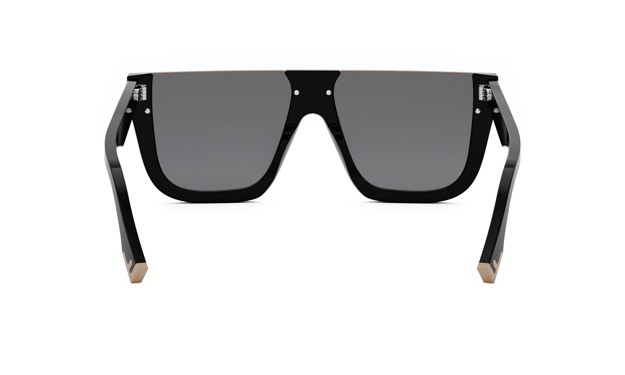 A pair of black sunglasses with a sleek, modern design.