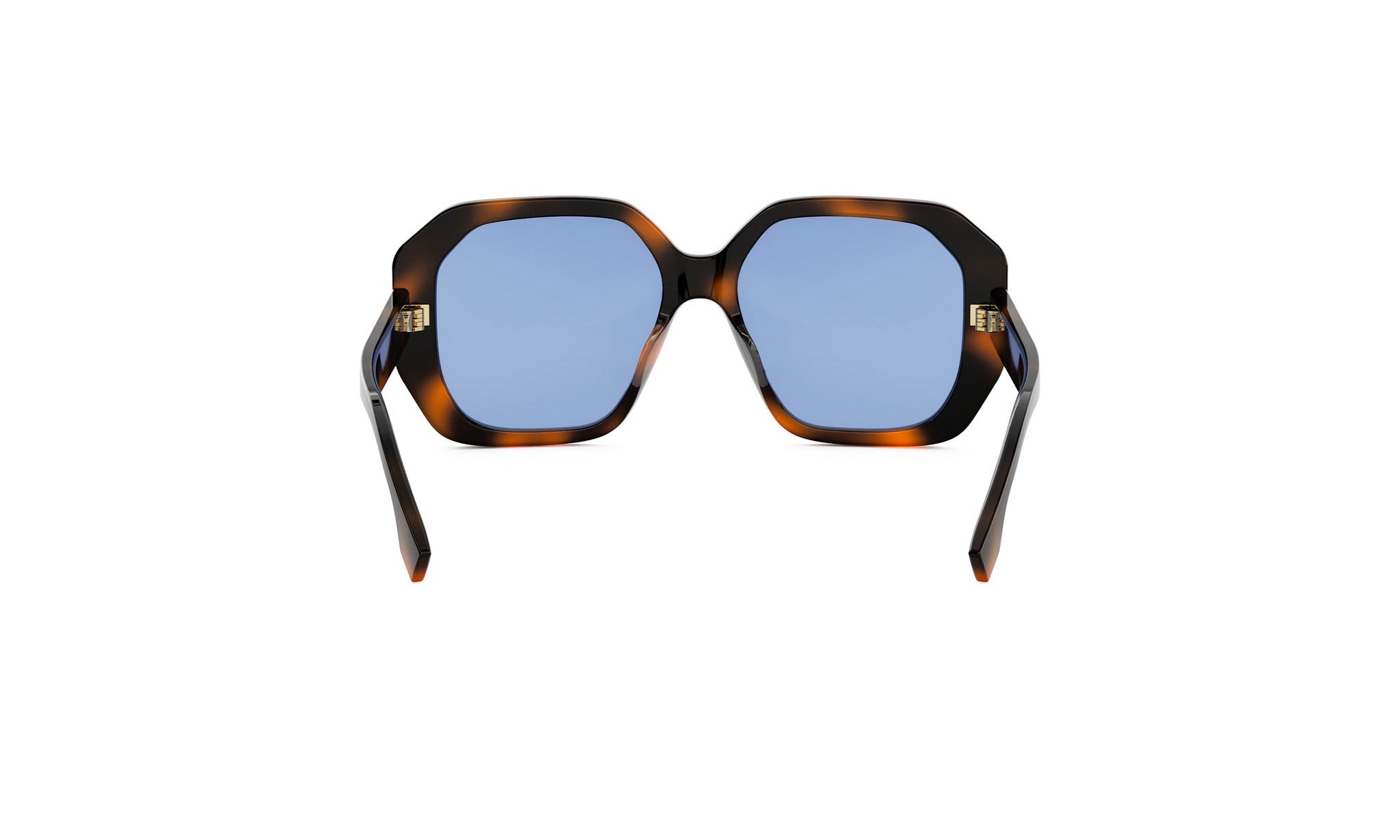 A pair of stylish sunglasses with blue lenses and a dark frame.