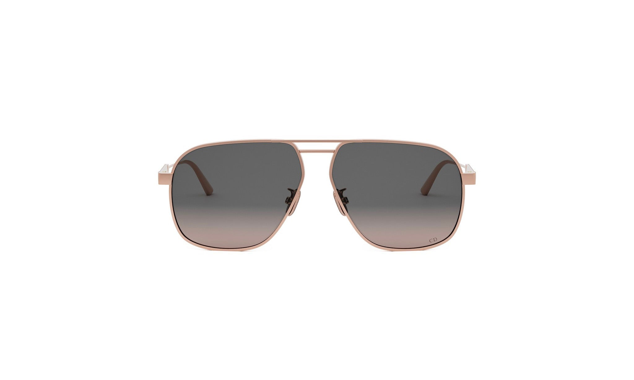 A pair of aviator sunglasses with a gold frame and dark lenses.