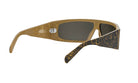 A pair of sunglasses with a leopard print frame and dark lenses.