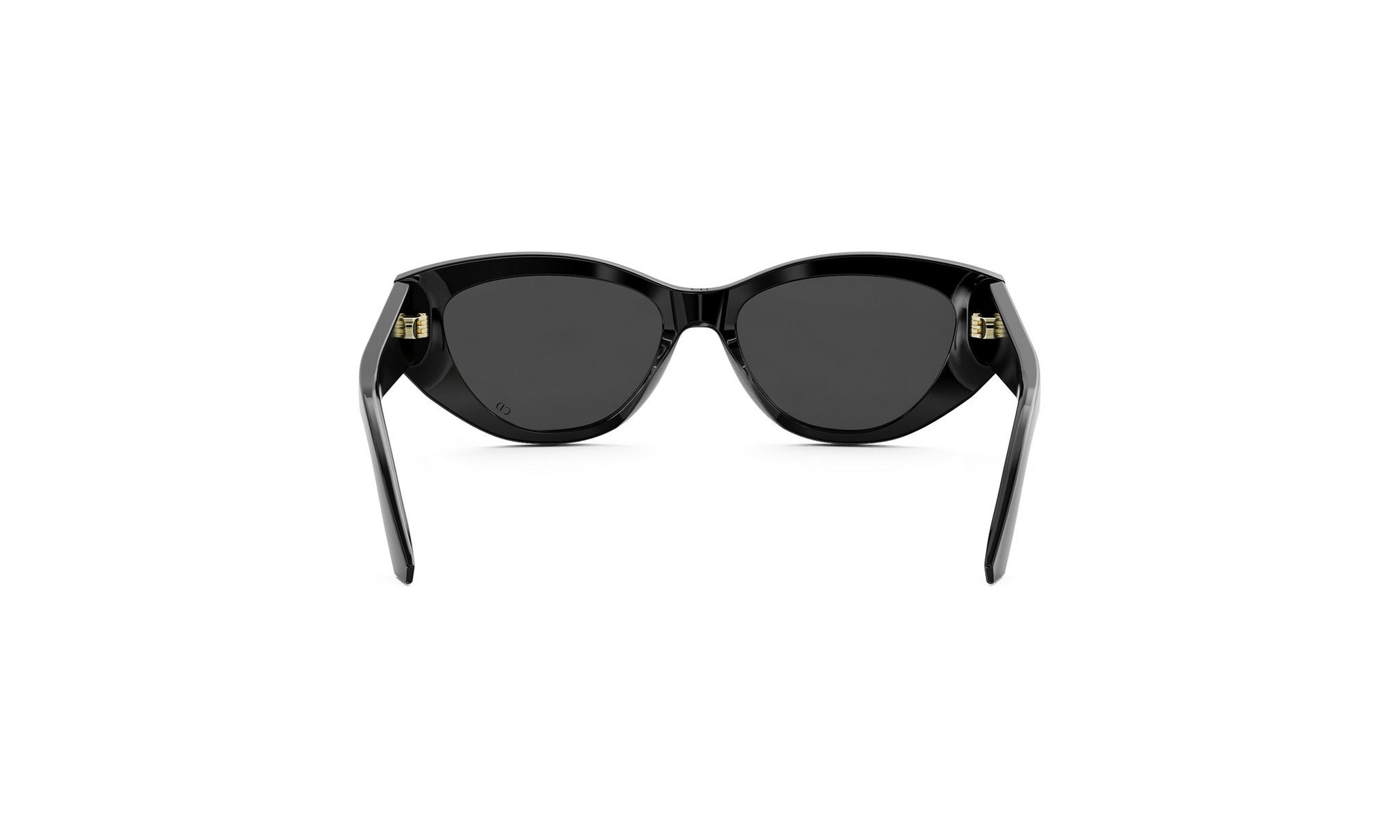 A pair of black cat-eye sunglasses with dark lenses.