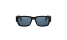 A pair of black sunglasses with dark lenses is shown against a white background.