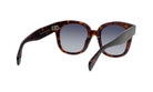 A pair of sunglasses with dark tortoiseshell frames and dark lenses.