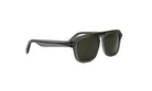 A pair of dark-colored sunglasses with dark lenses.