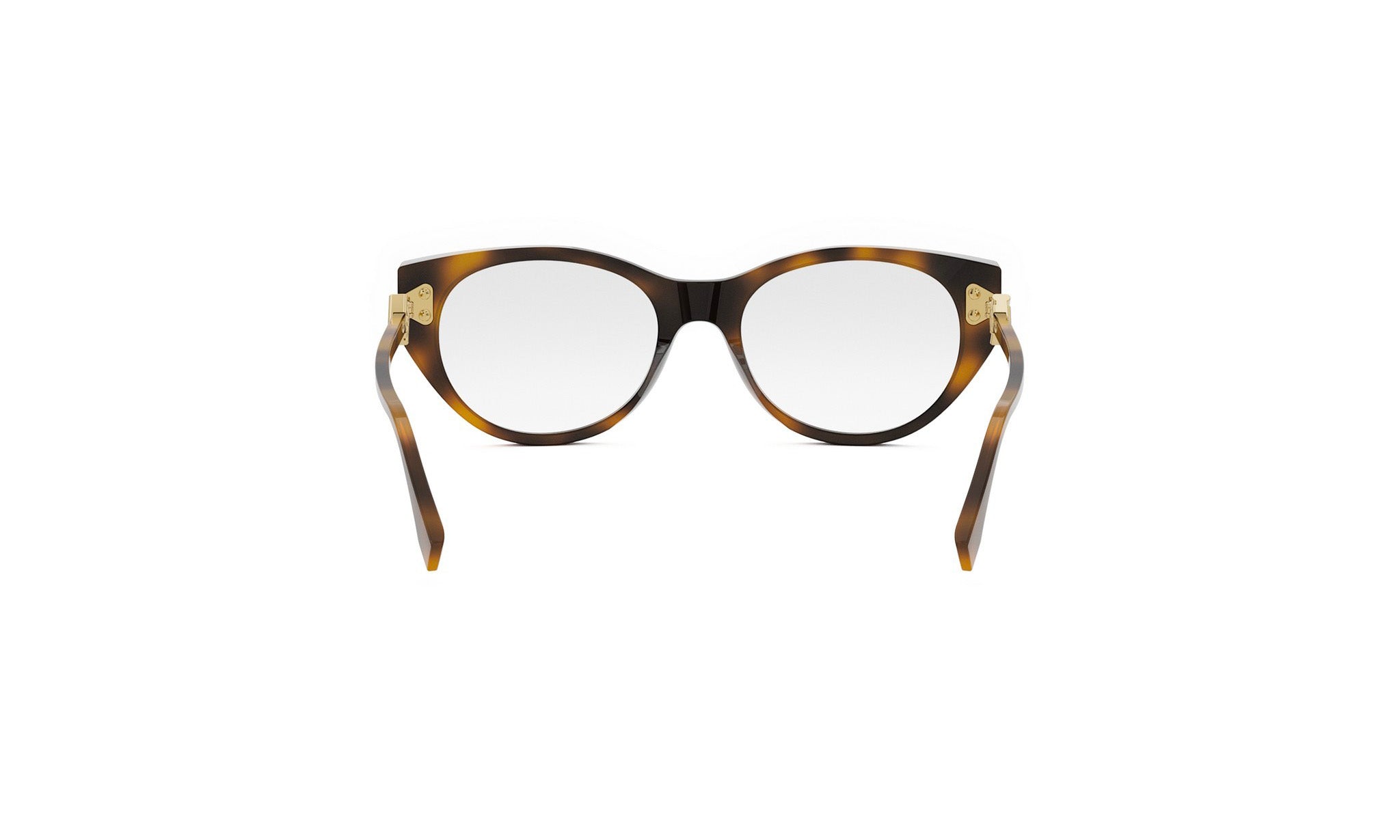 A pair of tortoiseshell-framed glasses with gold accents, displayed against a white background.