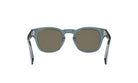 A pair of dark green sunglasses with dark lenses.