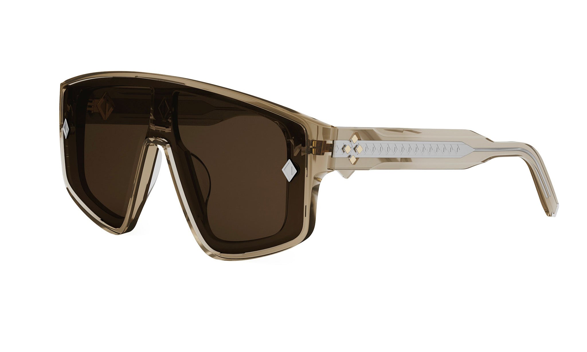 A pair of stylish sunglasses with a dark frame and dark lenses.