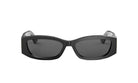 A pair of black rectangular sunglasses with dark lenses.