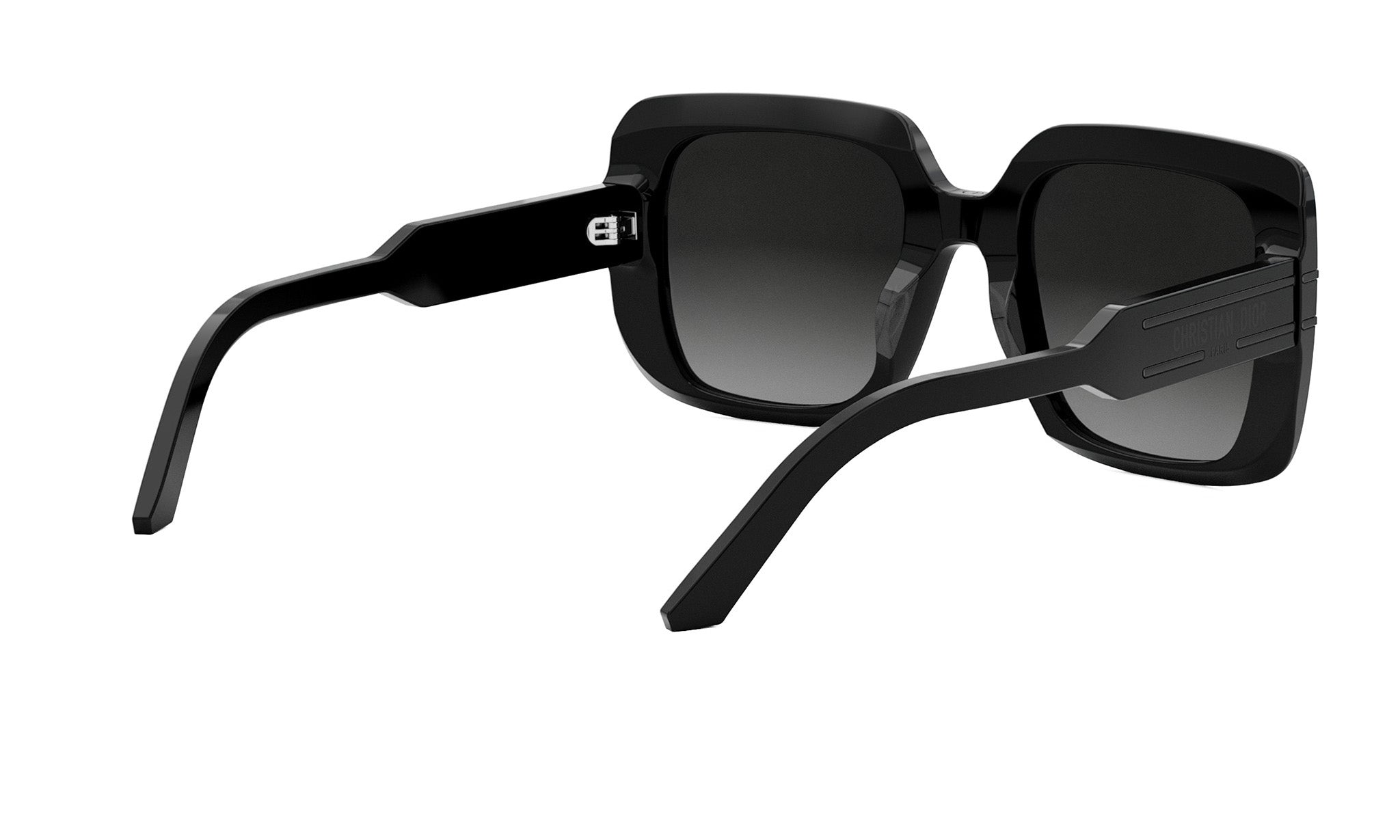 A pair of black sunglasses with a gradient lens design.