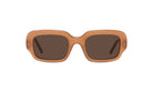 A pair of brown-framed sunglasses with dark lenses.