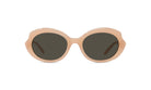 A pair of round sunglasses with dark lenses.
