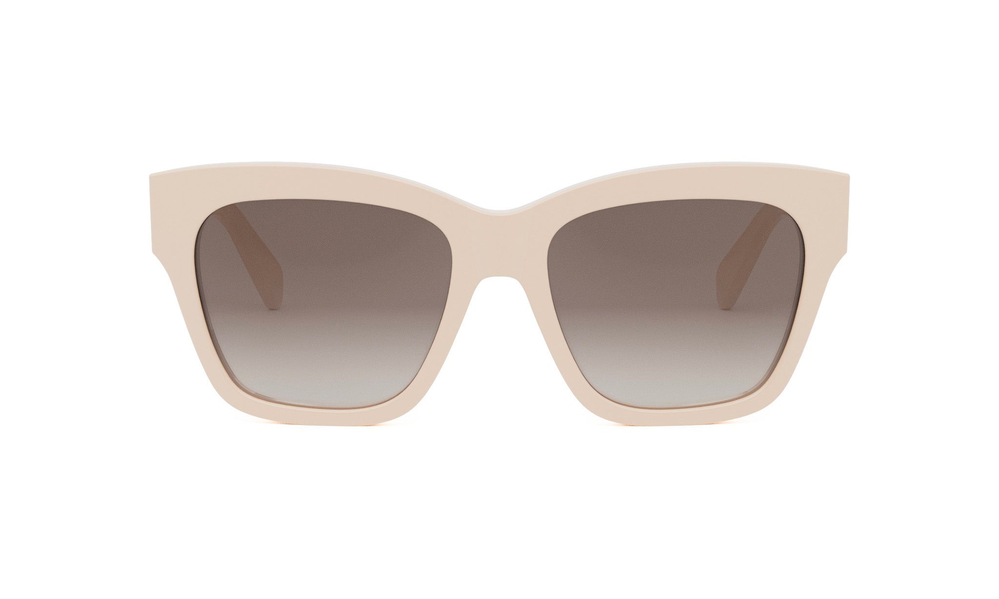 A pair of white-framed sunglasses with a gradient lens design.