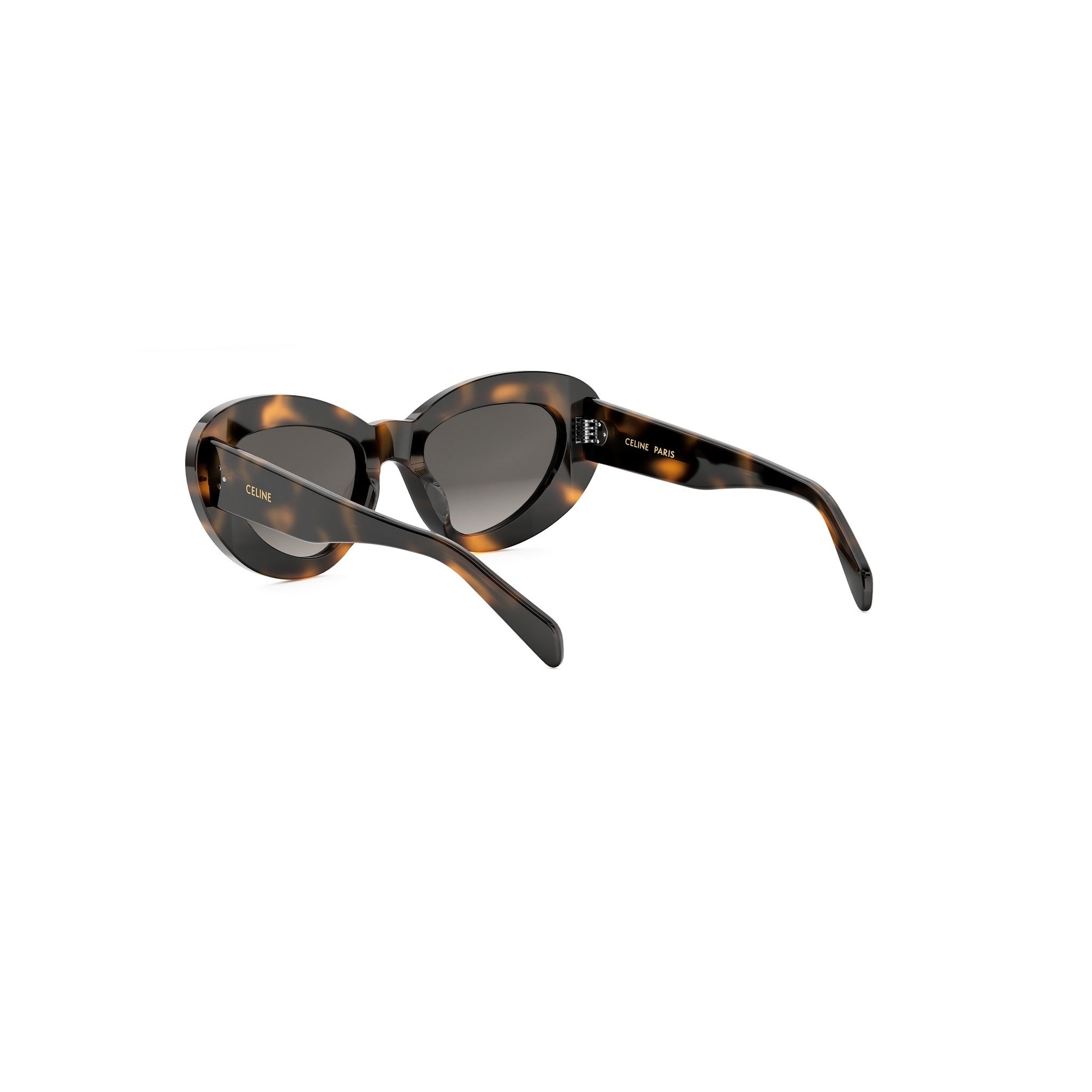 A pair of tortoiseshell sunglasses with dark frames and dark lenses.