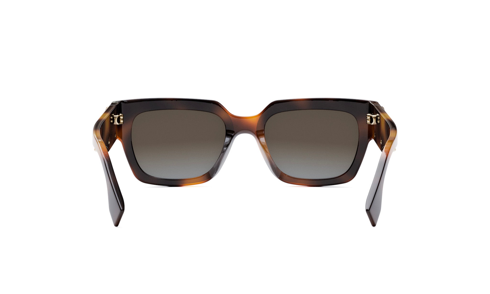 A pair of sunglasses with dark brown frames and a gradient lens.
