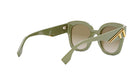 A pair of green sunglasses with gold accents.