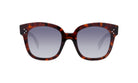 A pair of stylish sunglasses with a tortoiseshell frame and dark lenses.