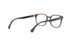 A pair of brown-framed glasses with a black frame, featuring a Fendi logo on the temple.
