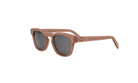A pair of brown sunglasses with dark lenses.