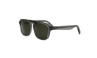 A pair of dark-framed sunglasses with dark lenses.