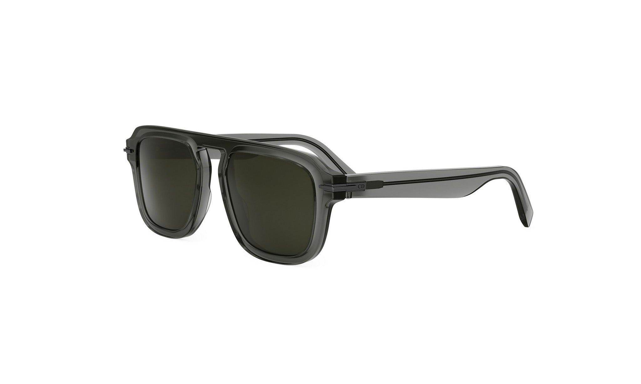 A pair of dark-framed sunglasses with dark lenses.