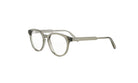 A pair of clear-framed glasses with a simple, minimalist design.