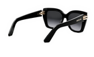 A pair of black sunglasses with gold accents, featuring a sleek and stylish design.