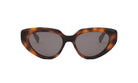 A pair of tortoiseshell sunglasses with dark lenses.