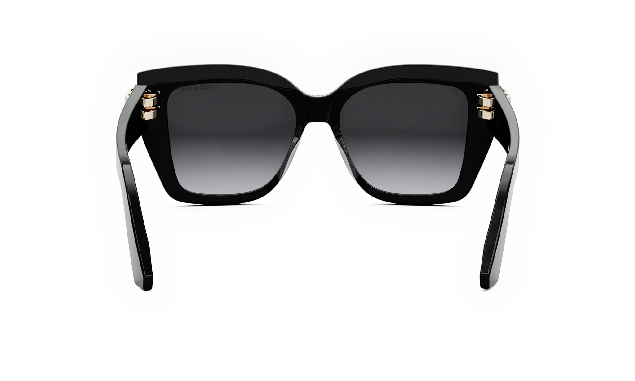 A pair of black sunglasses with gold accents, featuring a sleek and stylish design.