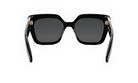 A pair of black sunglasses with gold accents.