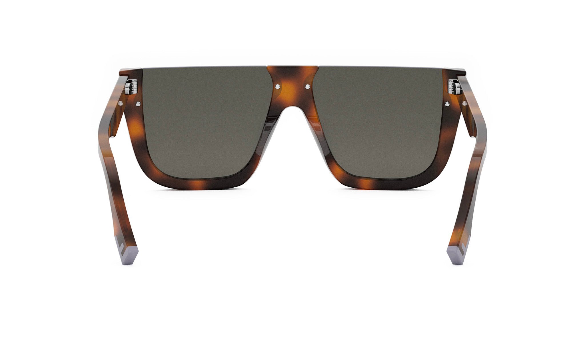 A pair of sunglasses with dark lenses and a brown frame.