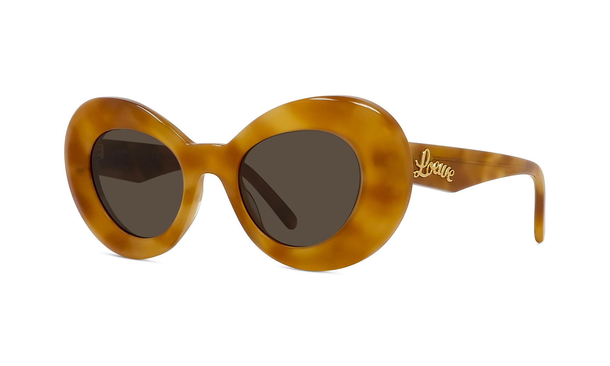 A pair of stylish sunglasses with a round frame and dark lenses.