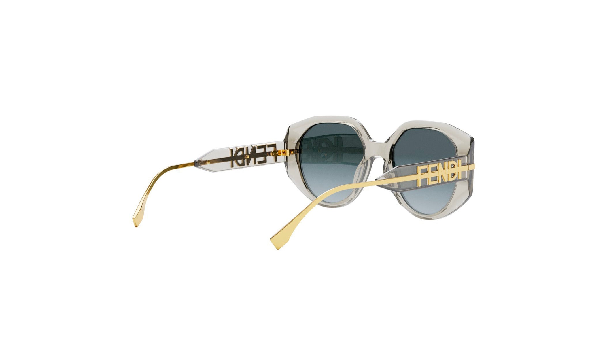 A pair of stylish sunglasses with the Fendi logo prominently displayed on the frame.