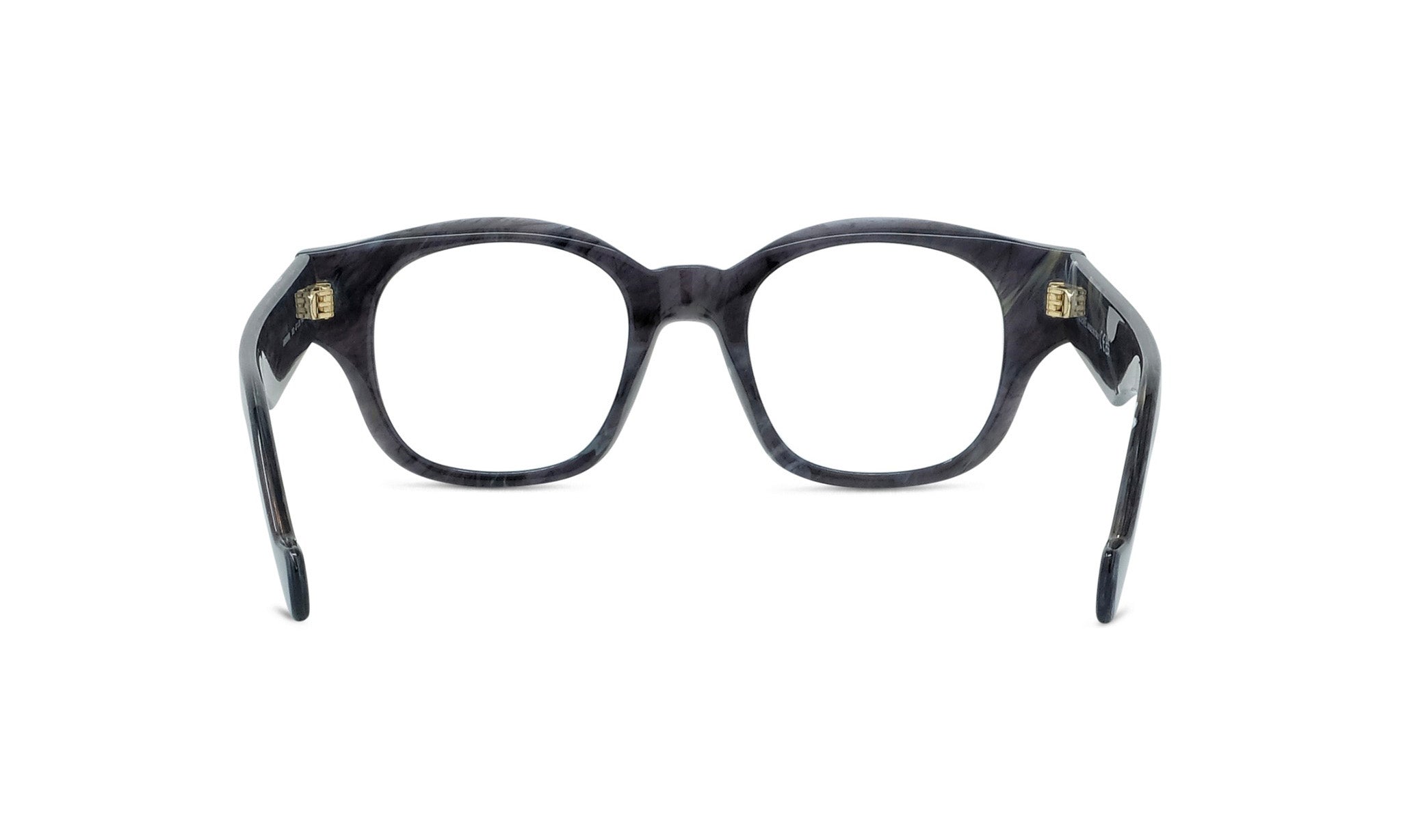 A pair of black-framed glasses with a sleek, modern design.