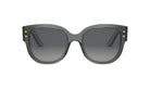 A pair of stylish sunglasses with a dark green frame and star embellishments on the sides.
