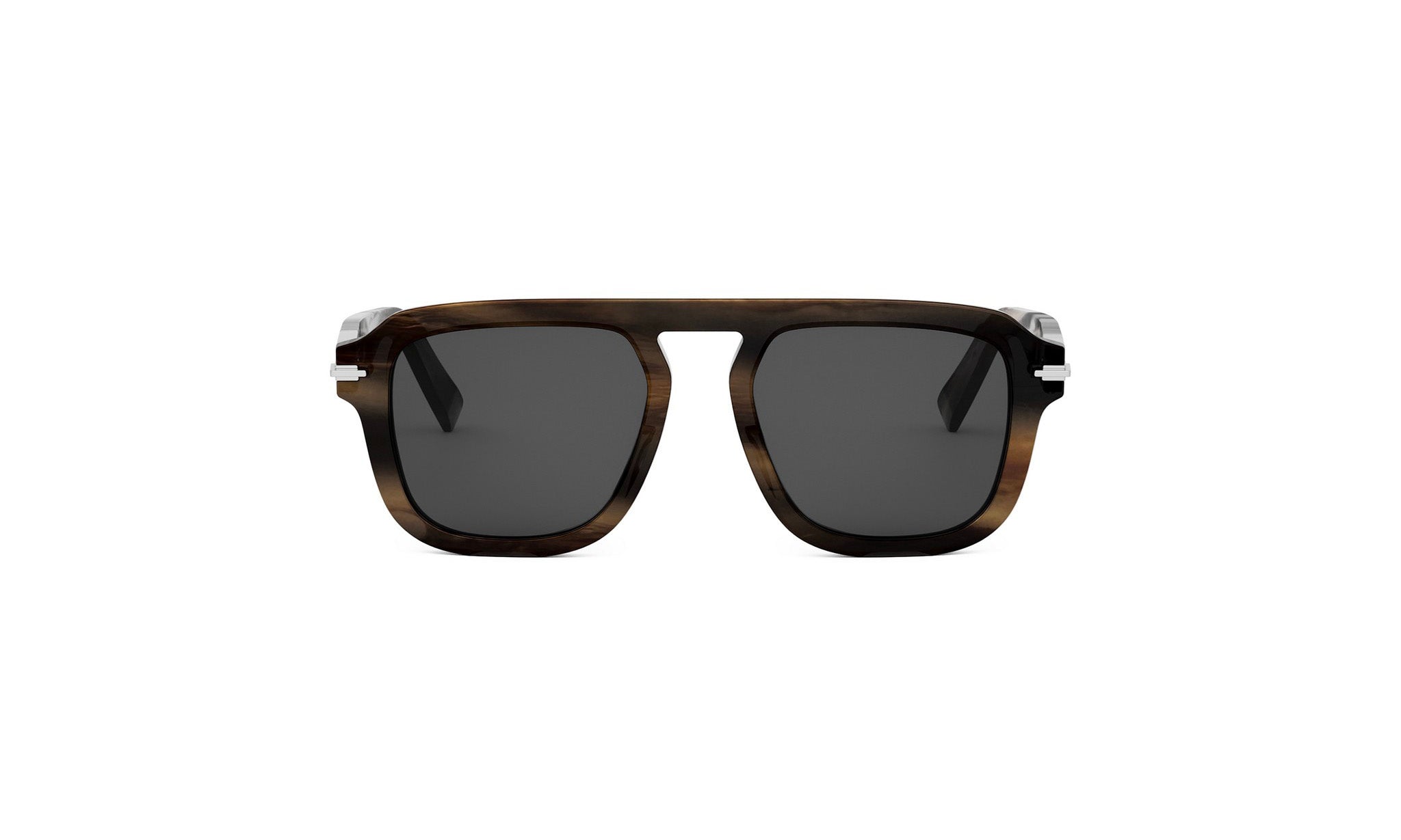 A pair of dark-framed sunglasses with dark lenses.