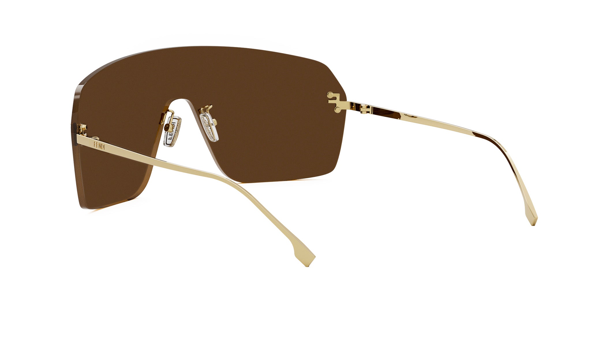A pair of brown-tinted sunglasses with gold-colored metal frames.
