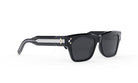 A pair of black sunglasses with a sleek, modern design.