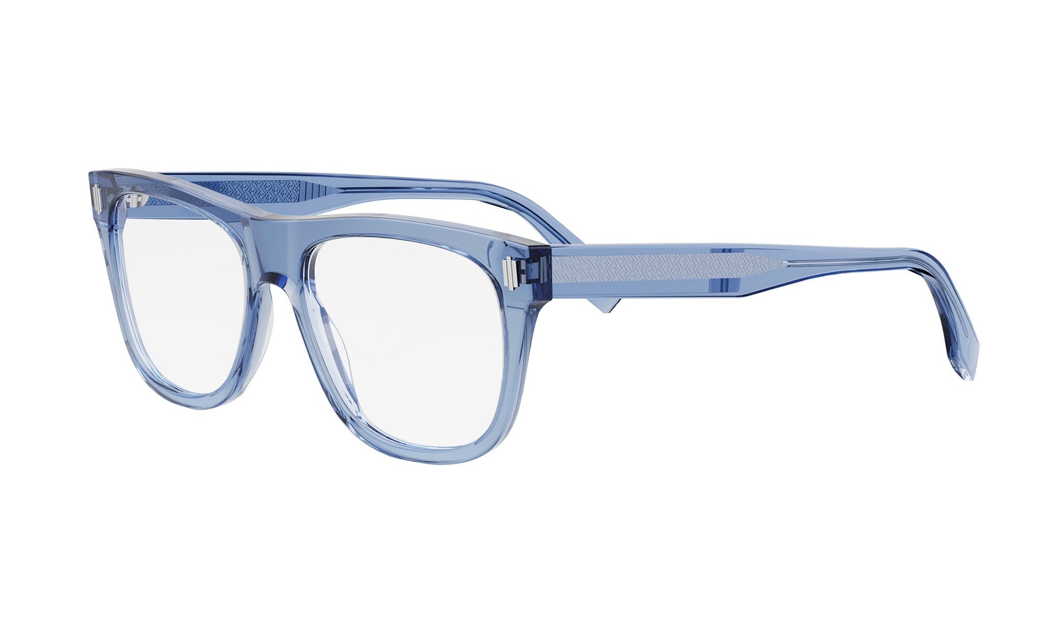 A pair of blue-tinted glasses with clear lenses.