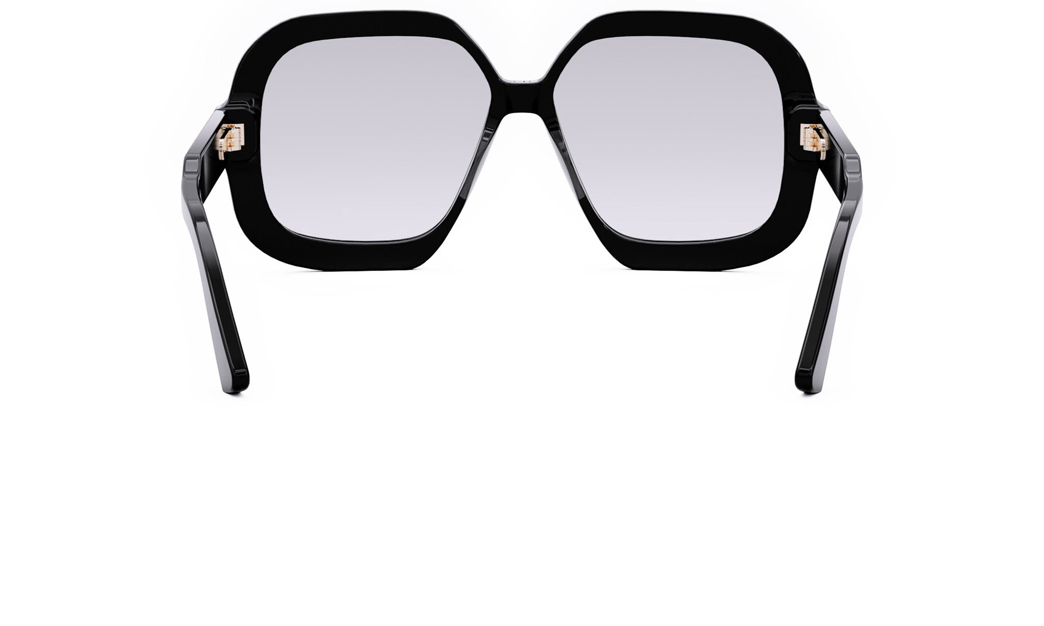 A pair of black-framed sunglasses with a sleek, modern design.
