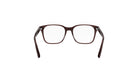 A pair of brown-framed glasses with clear lenses, shown from the back view.