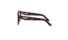 A pair of stylish, tortoiseshell-patterned glasses with gold accents, positioned side by side against a white background.